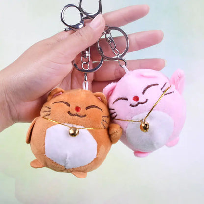 Cute Plush Cat Keychain and Lucky Cat Bag Charm