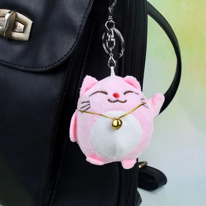 Cute Plush Cat Keychain and Lucky Cat Bag Charm