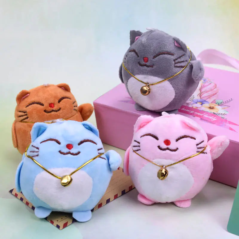 Cute Plush Cat Keychain and Lucky Cat Bag Charm