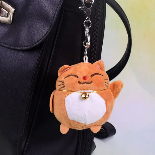 Cute Plush Cat Keychain and Lucky Cat Bag Charm