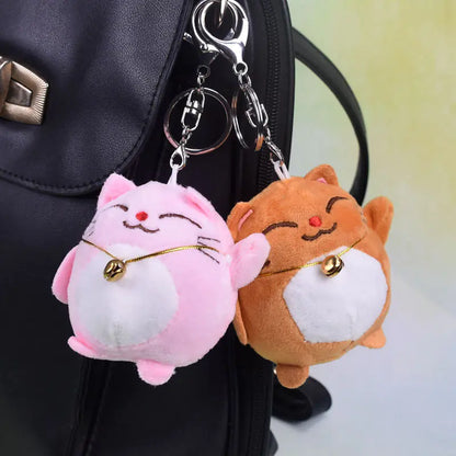 Cute Plush Cat Keychain and Lucky Cat Bag Charm
