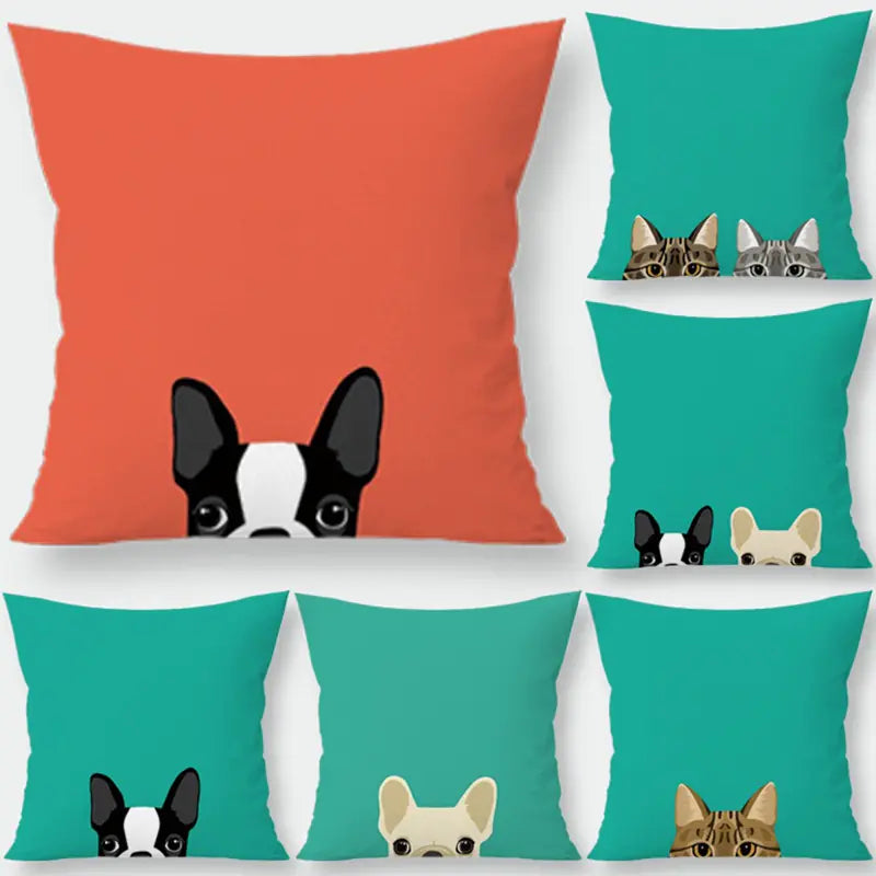Car Neck Pillow and Dog Throw Pillow Cover Set
